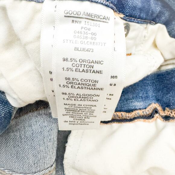 Good American Good Leg Crop Stretch Denim Jeans GLCRE873T Blue473 SIze 24 Plus - Picture 7 of 8